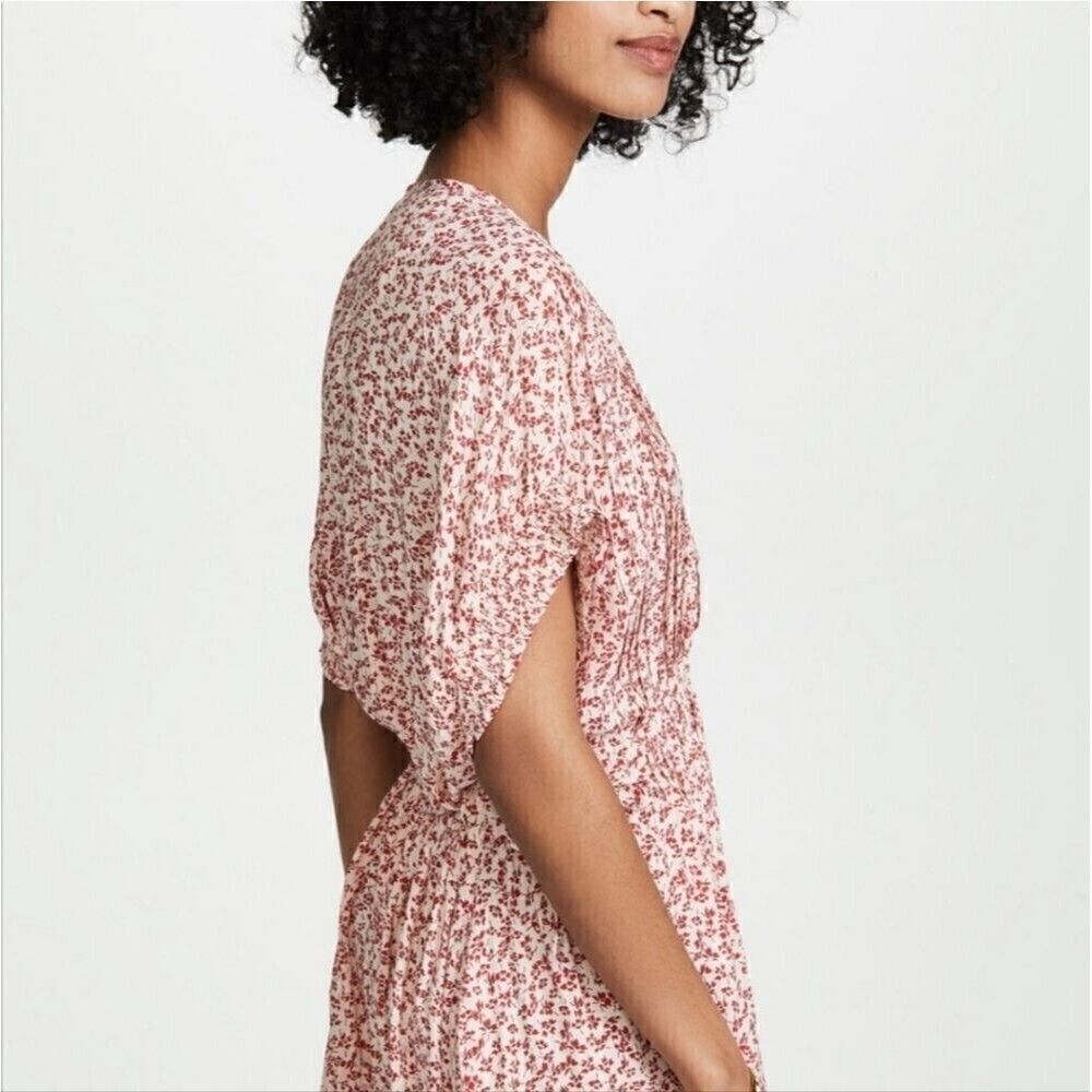 FREE PEOPLE One Fine Day Mini Dress Floral Swing Red Pink Coverup Size Medium - Picture 12 of 12
